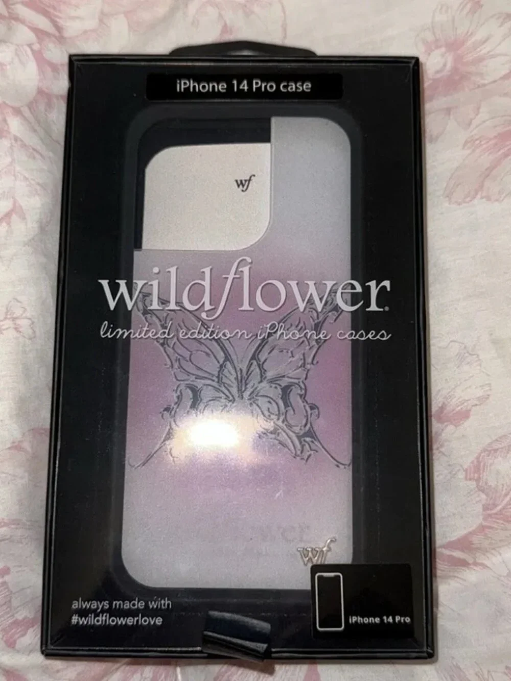 [BOGO] NWT Wildflower Silver Butterfly Aura iPhone 14 Pro Case
